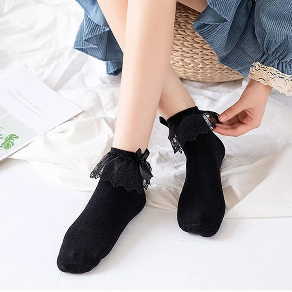

Girl Women Breathable Cotton Princess Socks Short Sock Lace Ruffle Ankle Sock