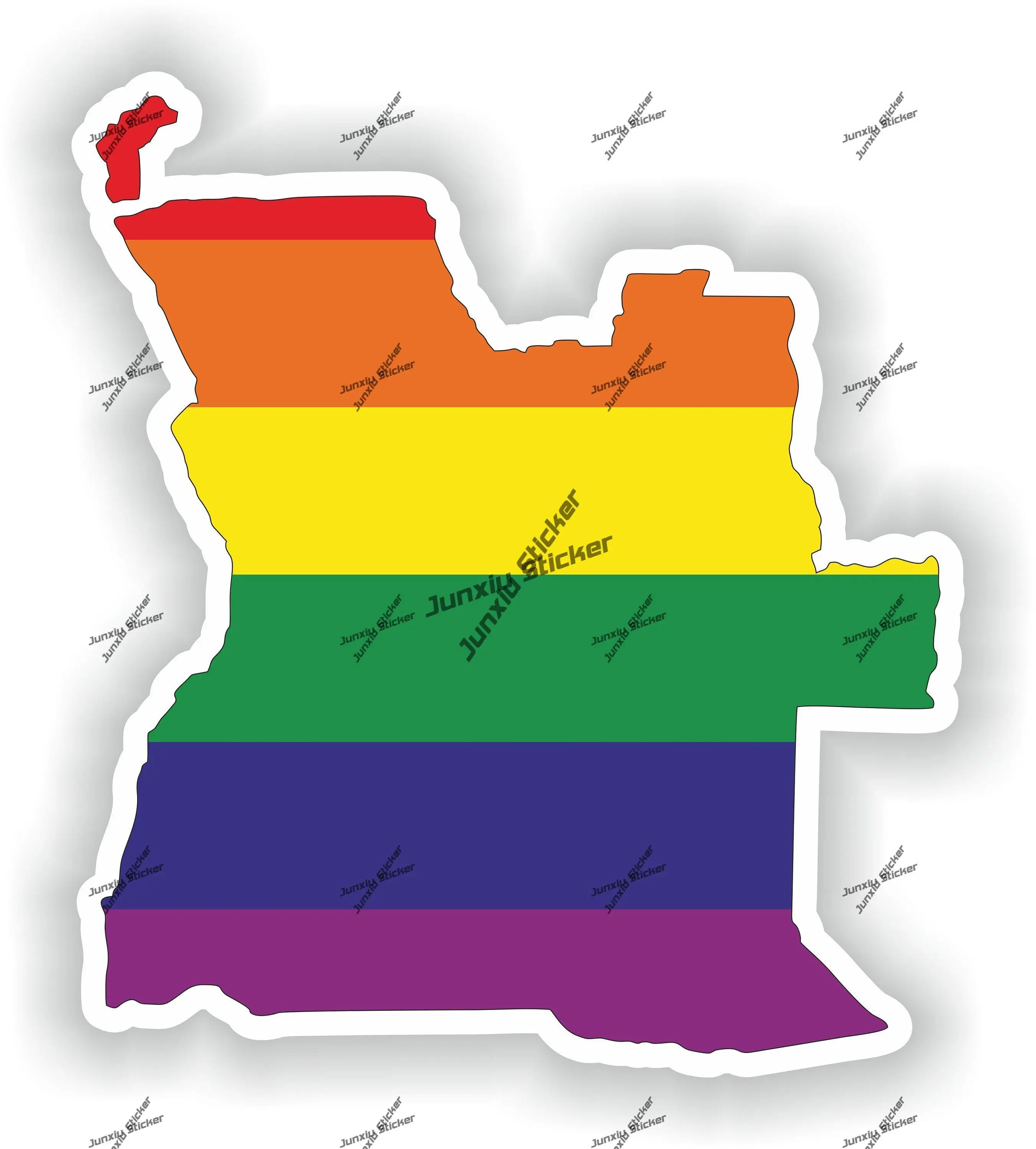 

Angola Gay Rainbow Map Flag Outline Sticker Decal for Car SUV Laptop Book Anti Scratch Decoration Fridge Motorcycle Accessories