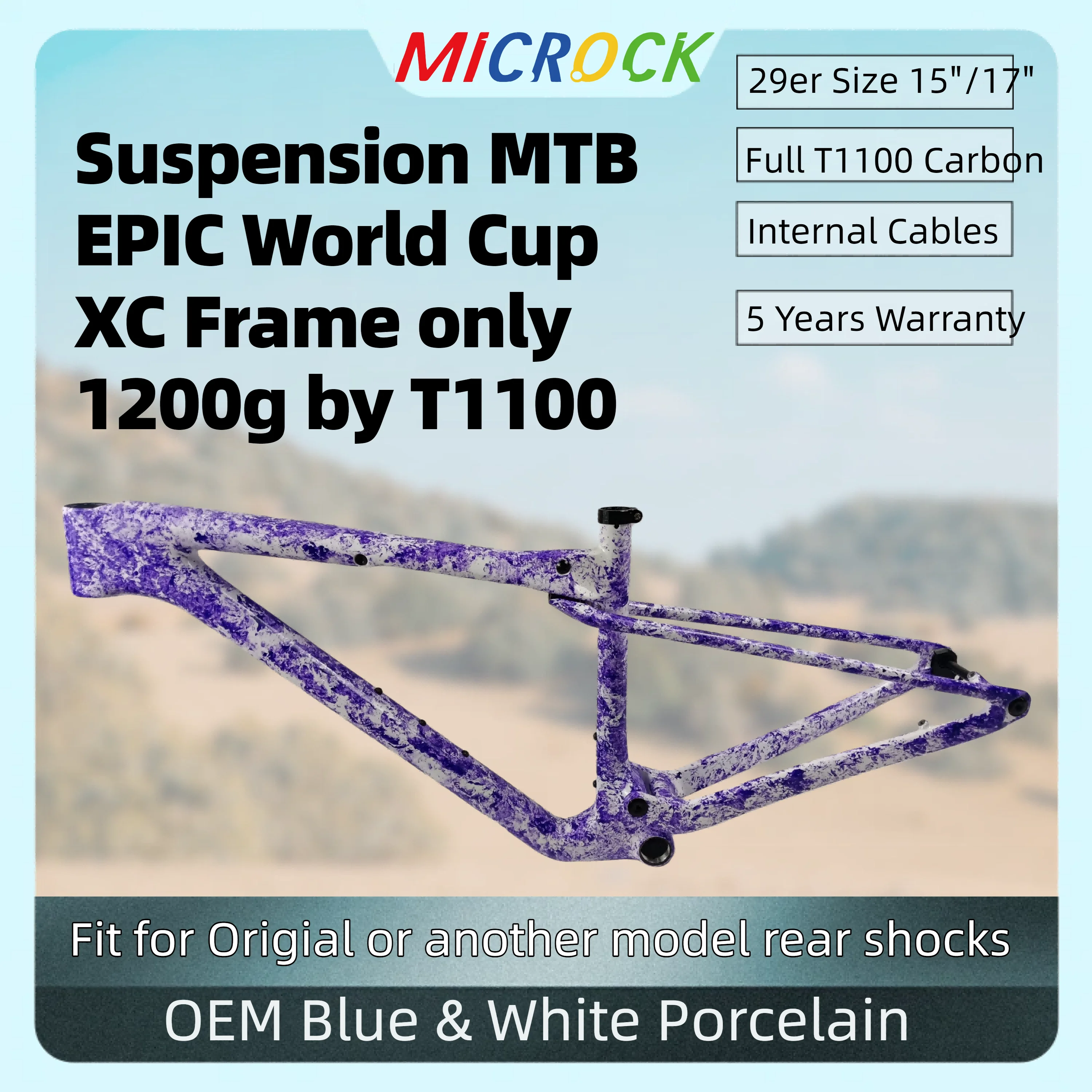 

Сине-белая Porcela Full T1100 Рама велосипеда MTB с подвеской из углеродного волокна EPIC WC XC 148x12 мм с вешалкой UDH Внутренние кабельные линии