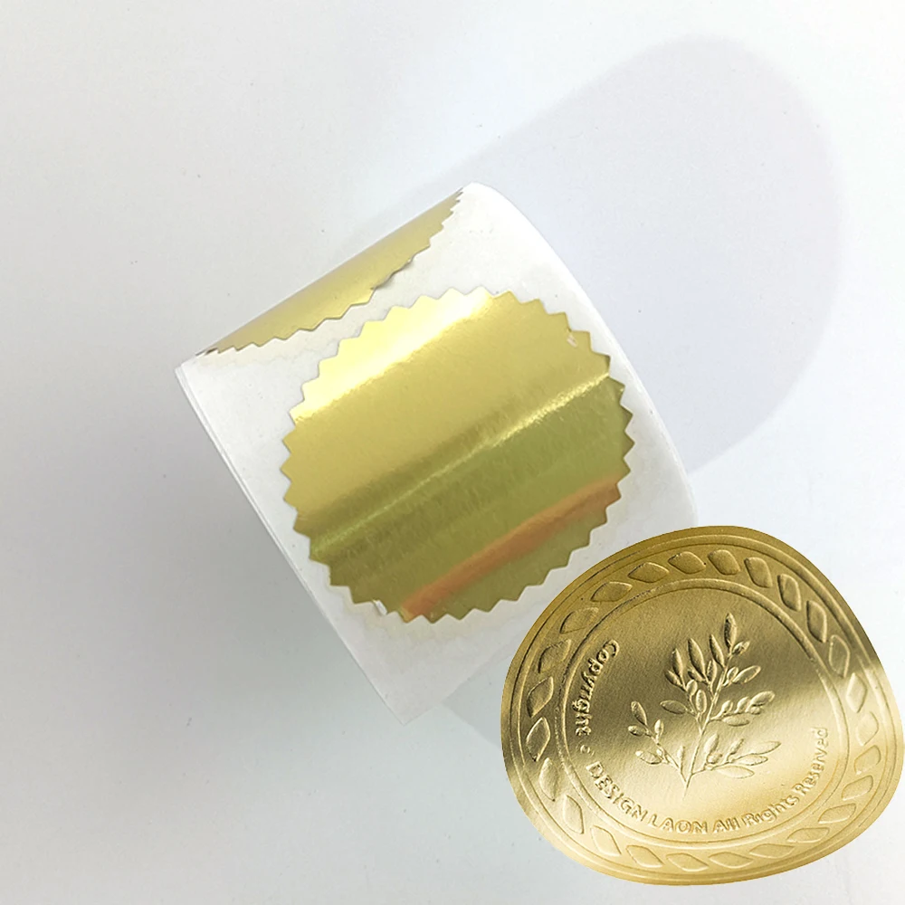 50mm Gear Sticker Concave Convex Printing Metallic Glossy Embossing Stamp Sticker Gift Package Sealing Sticker Scrapbook Sticker