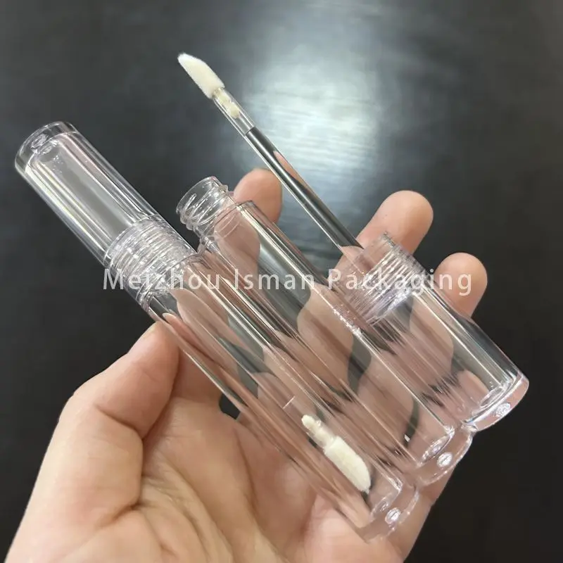 

50Pcs Round empty all clear crystal liquid lipstick lip gloss container transparent lipgloss packaging tubes with doe foot 4ml