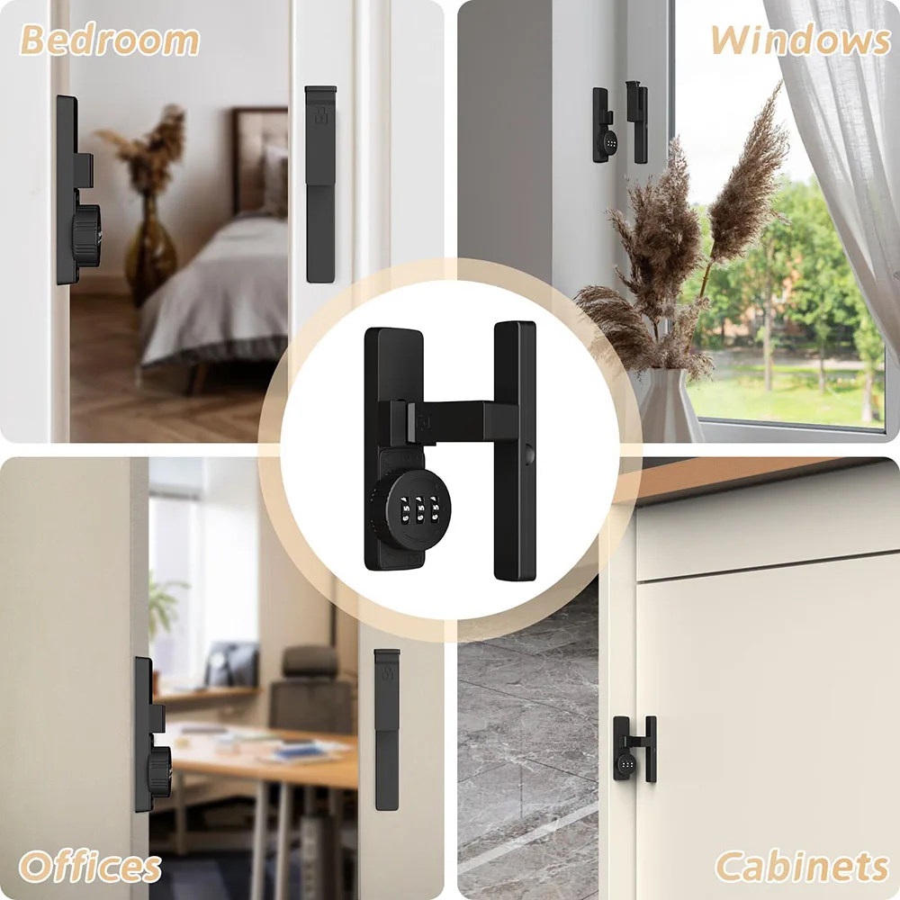 Serratura di sicurezza per porta della fienile Serratura a combinazione a 3 cifre Serratura per porta di casa per armadietto del vino da bagno con codice password Lega di zinco durevole