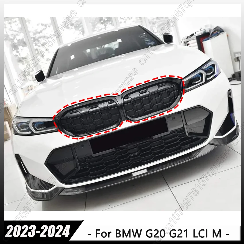 

Решетка переднего бампера в ромбовидном стиле для BMW 3 серии G20 G21 LCI M-Sport 320i 325i 330i M340i 2023-2024, сменные комплекты решеток
