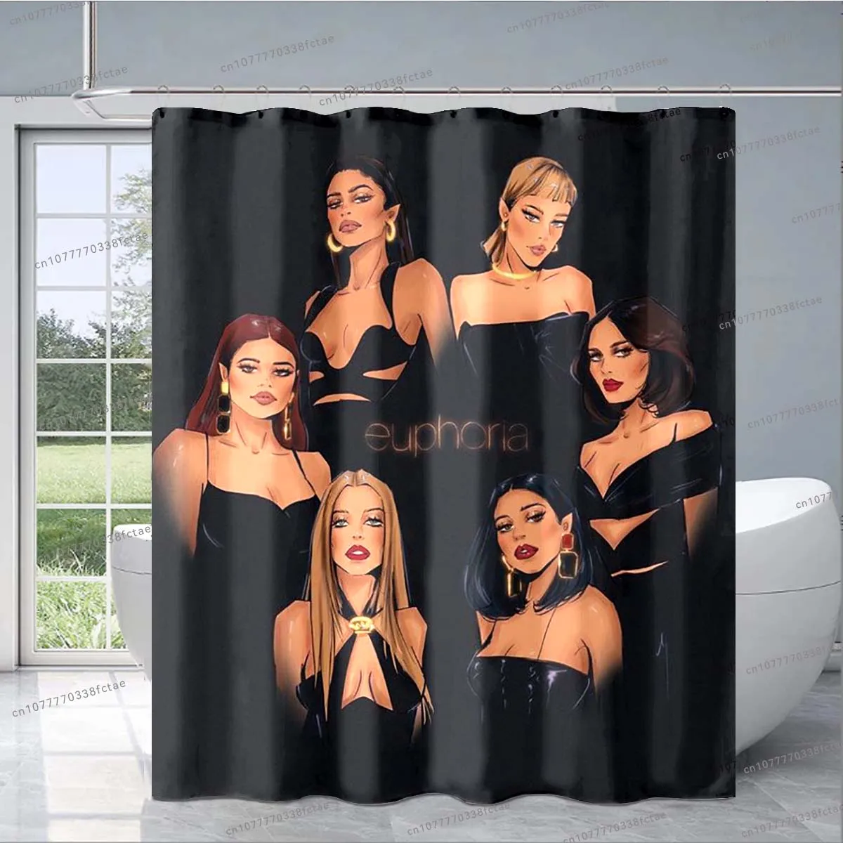 ستارة استحمام بنمط تلفزيون eipporia ، نمط كولاج ، ديكور حمام أرجواني ، هدية للكبار والأطفال