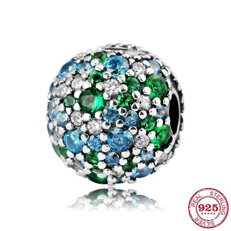 New 925 Sterling Silver Charm Colourful Round Beads Shape Clips Lock Bead Fit Original European Charms Bracelet Jewelry 2021