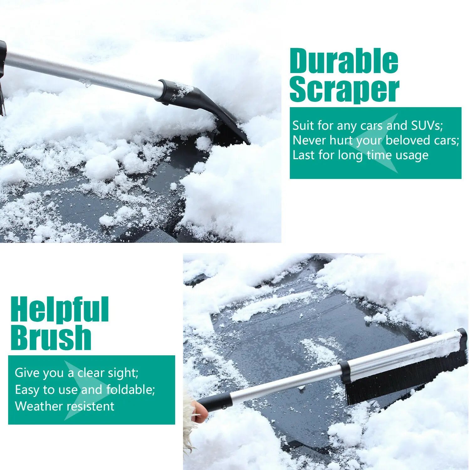 

Extendable Windshield Snow Brush with Ice Scraper Car Deicer Remover Winter Cleaning Tool for Auto Snow Removal and Defrosting