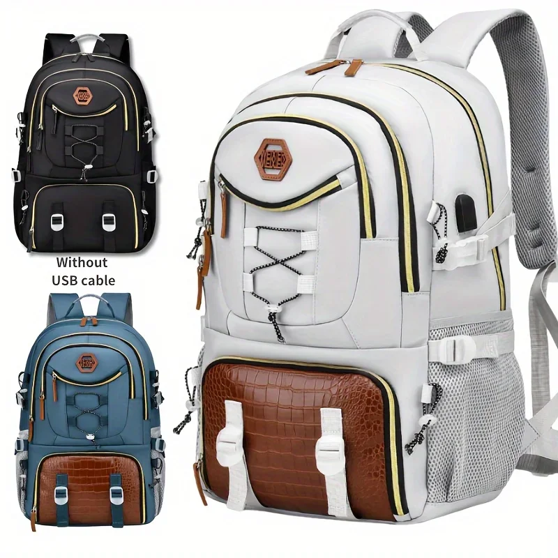 New High-value Leisure Backpack, Large Capacity Travel Mountaineering Bag, Zipper Closure, Oxford Cloth Backpacks
