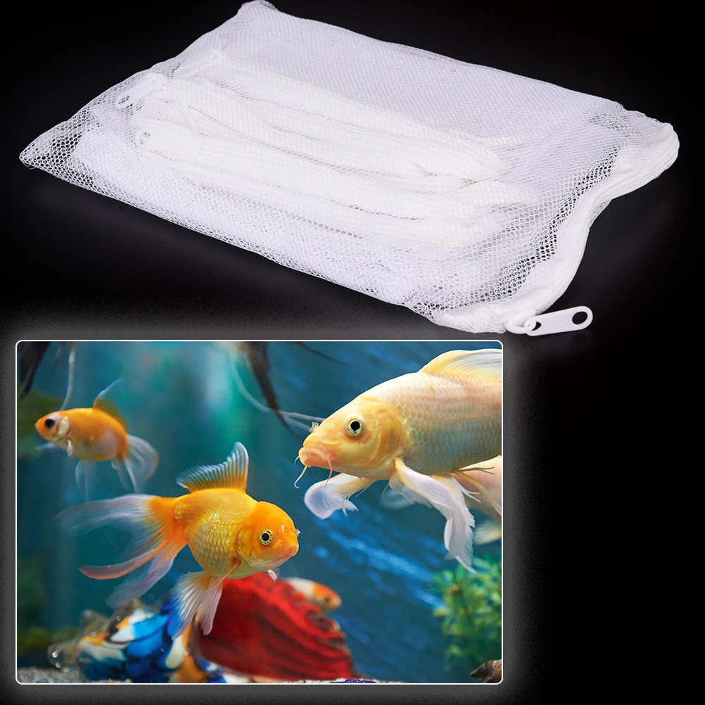 10PCS Aquarium Fish Tank Filter Net Bag Acquarium for Bio Ball Carbon Media Ammonia Aquarium Fish Tank Isolation Zipper Mesh Bag