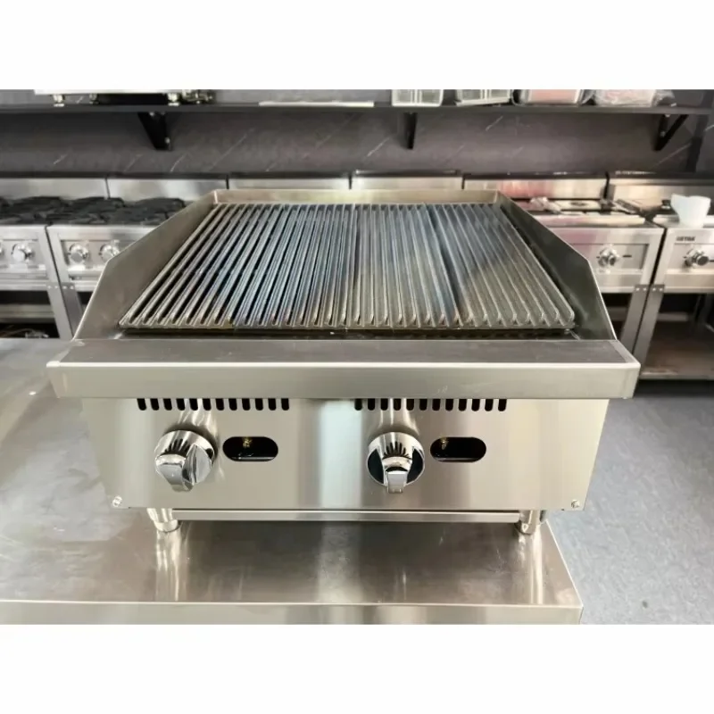 Commercial Kitchen Heavy Equipment Stainless Steel Freestanding 12 Inch Gas Charbroiler With Safety Valve Gas Grill