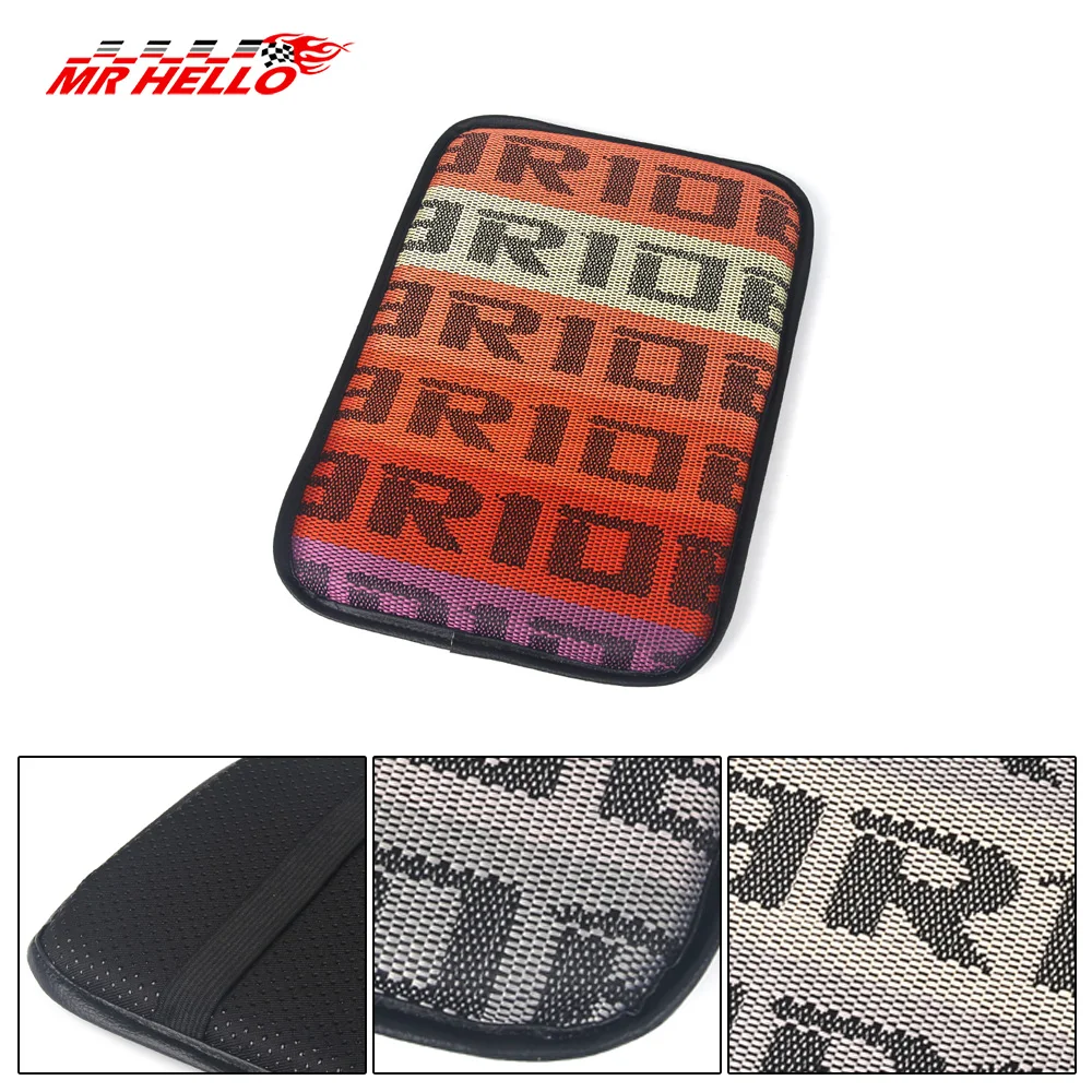 BRIDE Fabric Car Armrest Pad Cover JDM Center Console Box Cushion Mat Fit For Universal Auto Tuning Racing