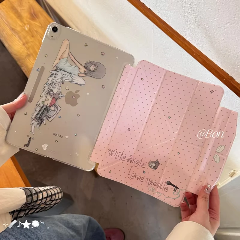 Funda para iPad Pro 13, 11.ª generación, M5, M4, 12.9, A16, 10, 8, 7, 9.ª y 10.ª generación, iPad Air 11, M2, M3, Mini, con diseño de chica ángel estilo coreano Y2K.