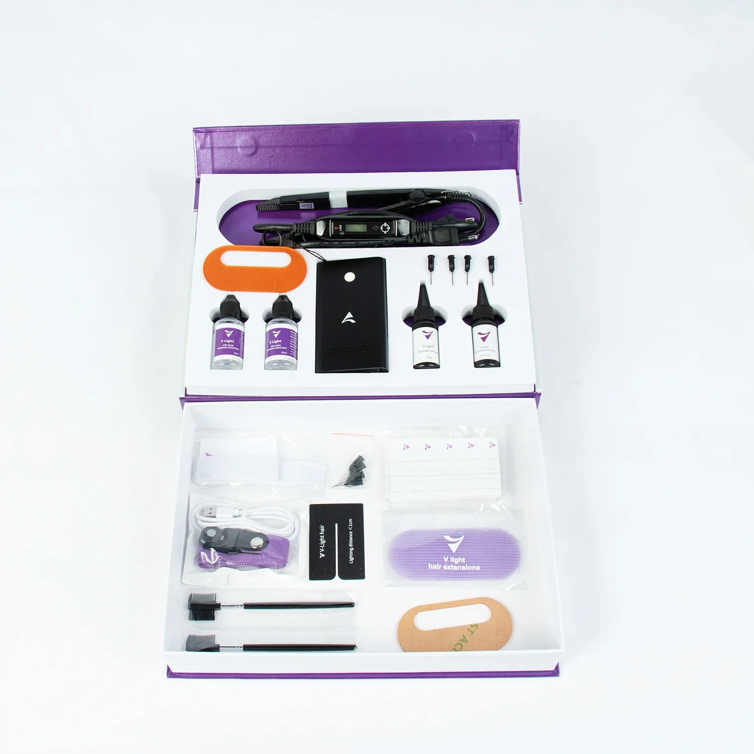 latest simple v-light hair extension system kit base resin glue hair v light extensions transmitter glue adhesive and remover