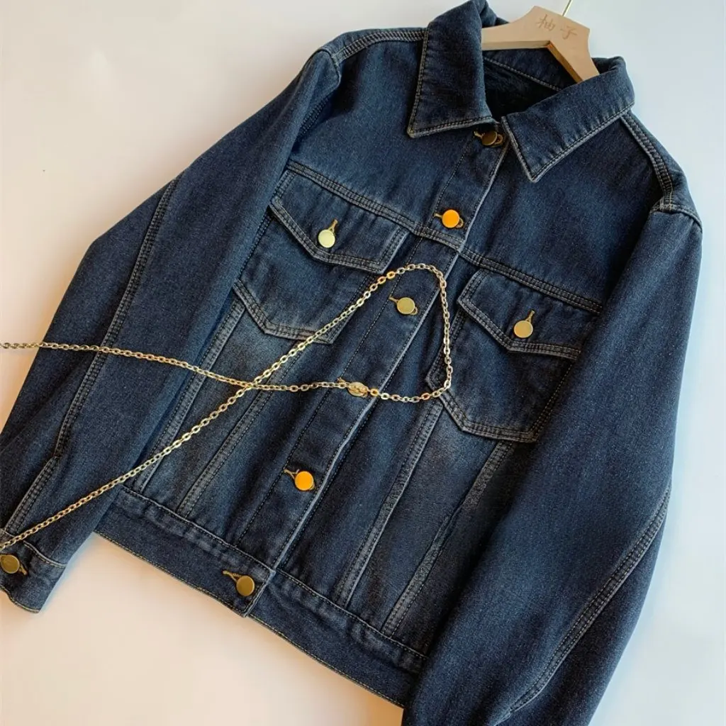 Women's Fleece-Lined Thickened Warm Slim Winter Denim Jacket New Style Stacking up Magic Drama Soft Style F102621