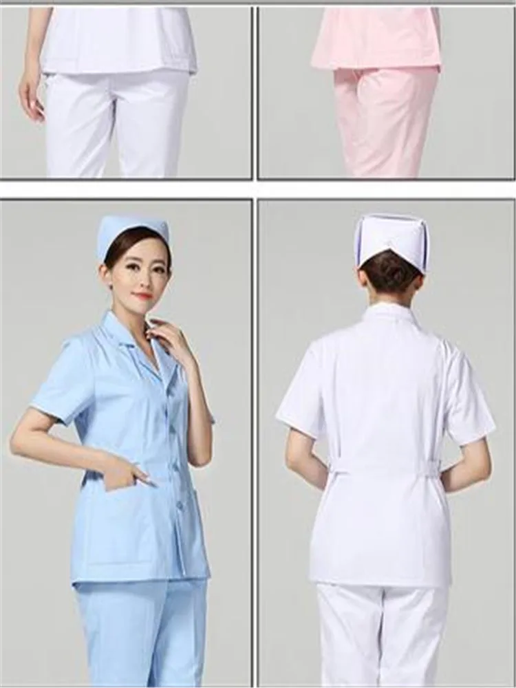 Pink Short Scrubs Top Nurse Uniforms Lab Coat Doctor Uniform for Women Outwear Medical Clothing Beauty Salon Long Sleeve clothes