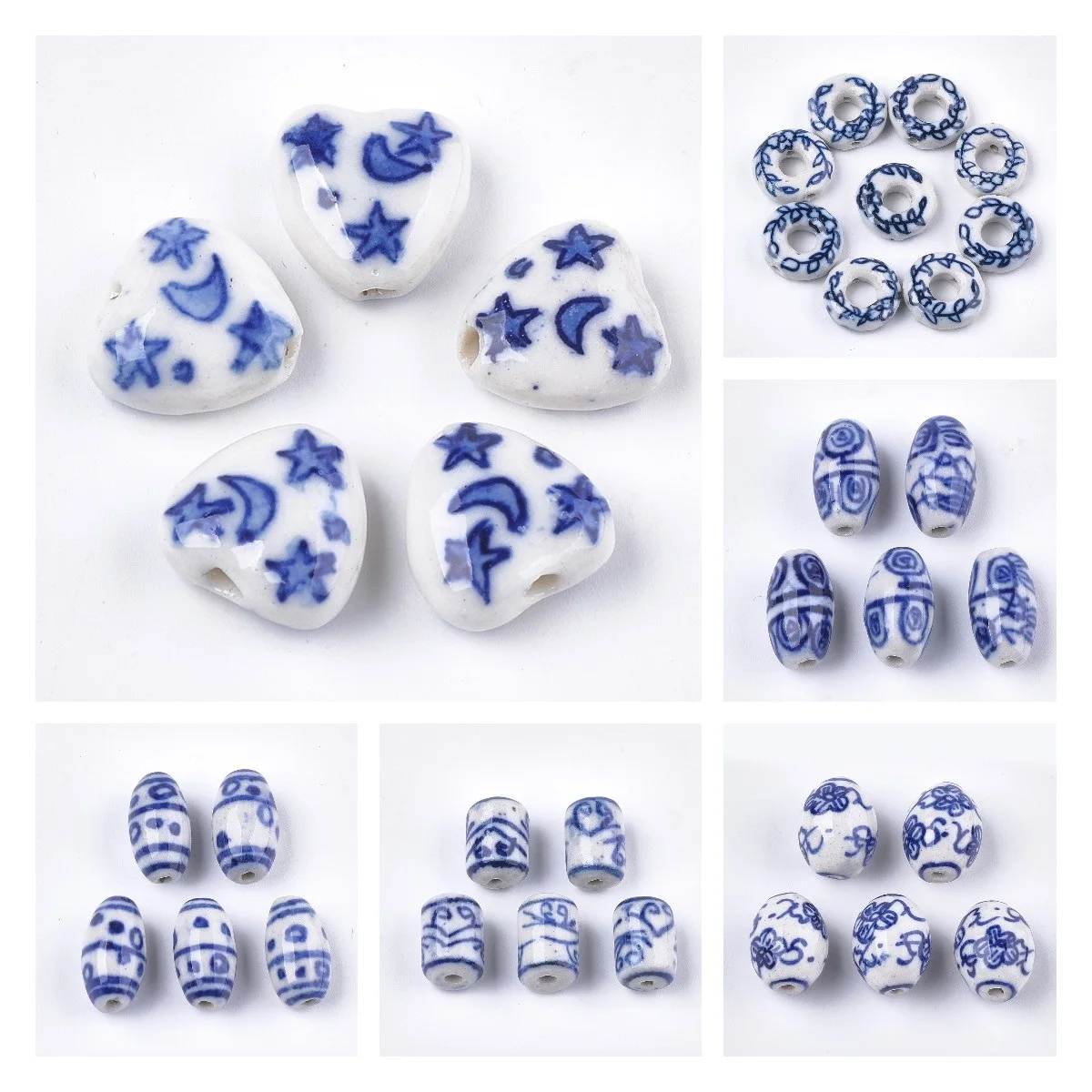 

50pcs Flower Patterns Porcelain Beads Handmade Ceramic Spacer Beads For Vintage Bracelet Necklace Jewelry Making Accessories