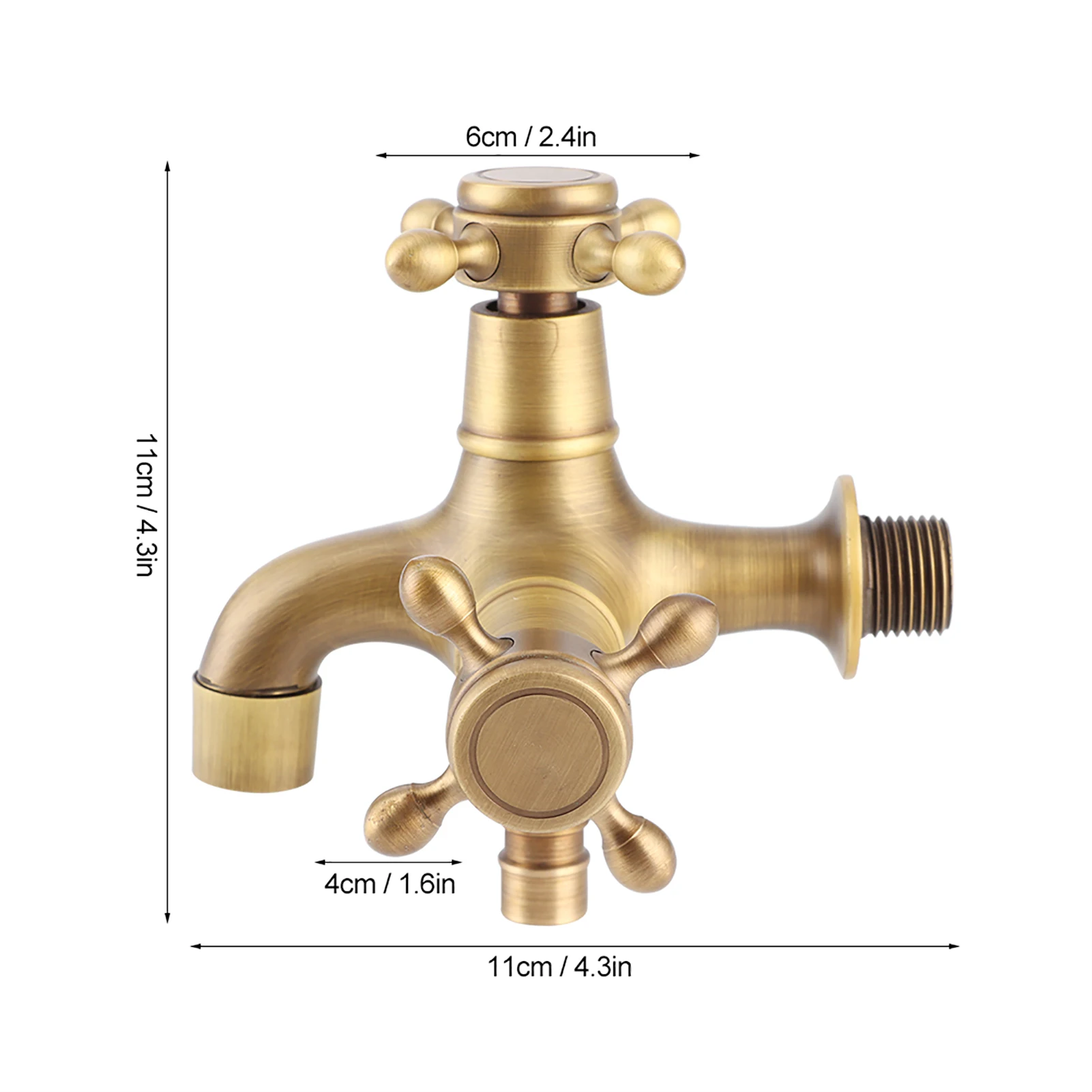 Washing Machine G1/2in Water Faucet, Thread Bathroom Copper Single Cold Faucet Washing Machine Mop Pool Water Tap Retro Gold