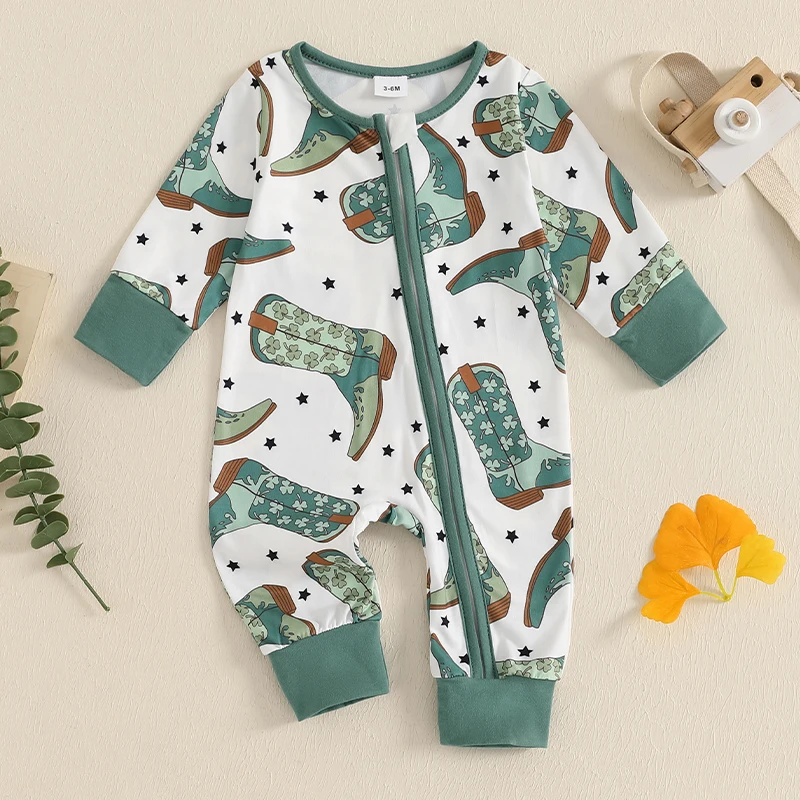 Lioraitiin Newborn Baby Boys Long Sleeve Jumpsuit