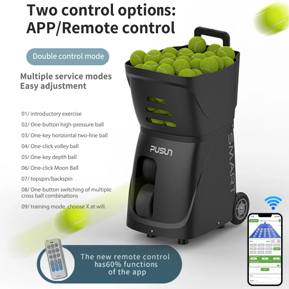 Professional Tennis Ball Machine With Spin Control  Electric Ball   er  Portable  Durable for All Court Surfaces