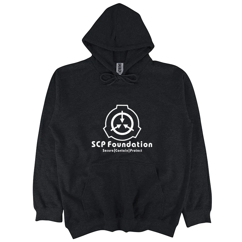 "SCP Foundation Secure Contain Protect" Fan SCP Wiki Logo مستوحى من هوديي ماركة الرجال هوديس حجم أكبر 3xl sbz8142