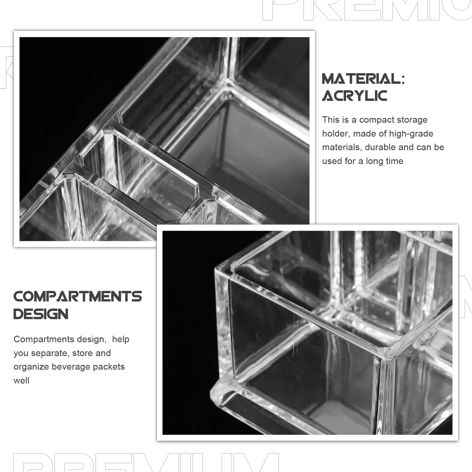 

Acrylic Sugar Bag Seat Tea Storage ganizer for Drawer Crate Packet Holder Small Bins Bags Countertop Containers Multifunctional