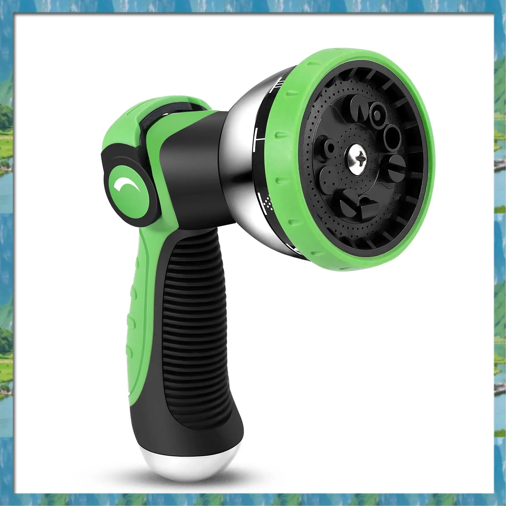 Mar.Garden Hose Nozzle Spray Nozzle Metal Duty Watering Patterns Thumb Control On Off Valve Water Multifunctional Green