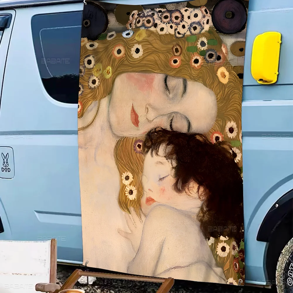 Gustav Klimt Freya Tears Kiss Figure Printed Large Flag Art Science Fiction Room Home Decor Decor Banner