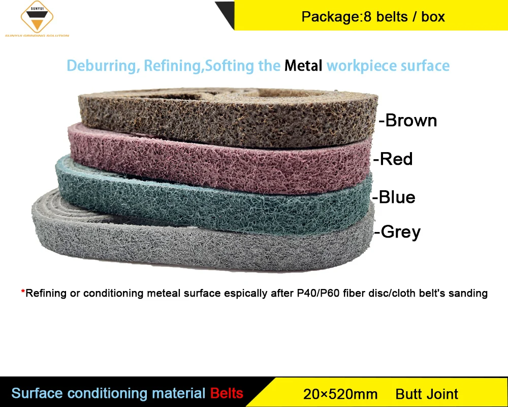 8 pcs 20*520mm Non-woven Nylon Abrasive Sanding Belt Coarse to Fine Band Abrasive