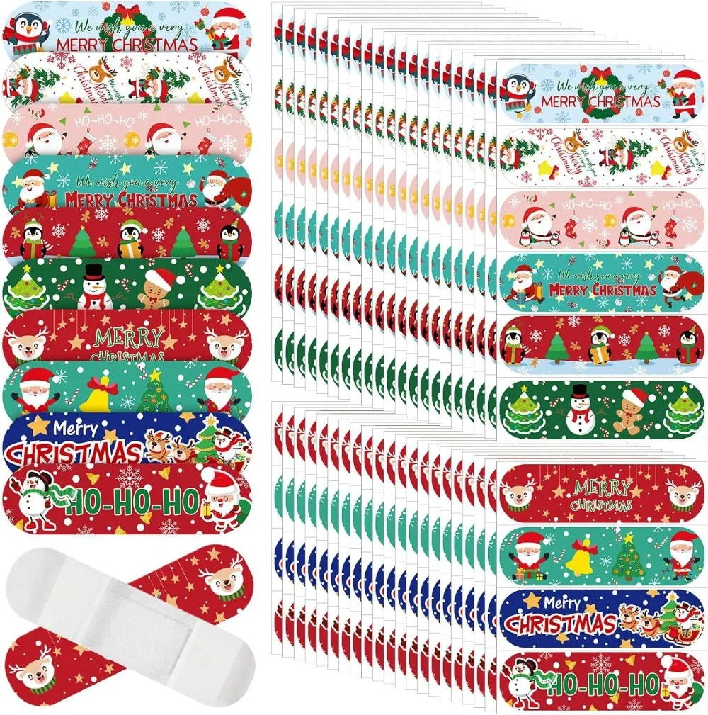 

Hot 30/50/100 Pcs Cute Cartoon Christmas theme Kids Bandages Waterproof Breathable Adhesive Band Aid for Girls Boys Protection