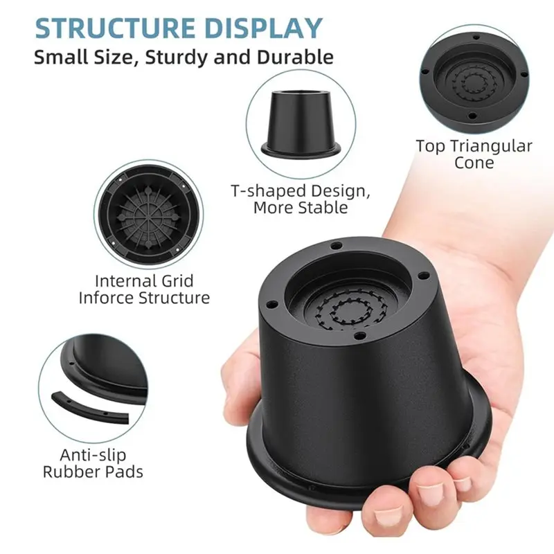 【RABATT】رافع أثاث مطاطية مستديرة شديدة التحمل للأرائك والطاولات والأسرة والكراسي ورافعات سفلية لرفعها #4