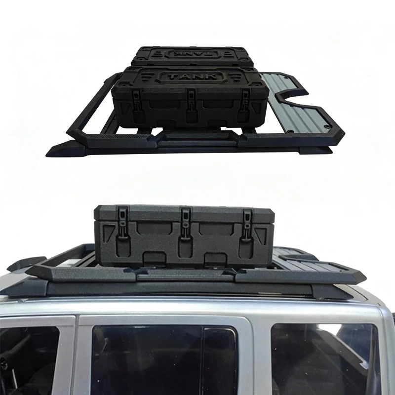 For MN300 1/12 RC Crawler Car Simulated Luggage Rack+Storage Box Set 3D Printed Roof Carrier Modify Upgrade Decoration Accessory