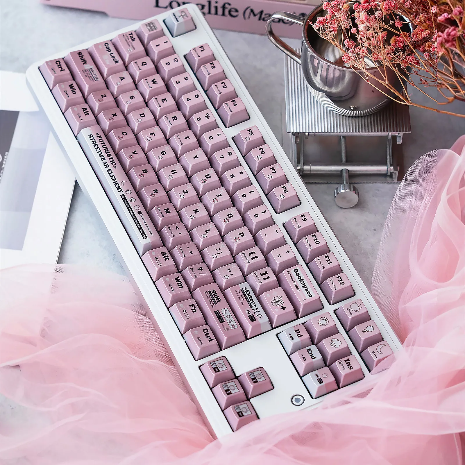 

Cute Programmer Keycaps Dye-Sub+Metal Spray Paint Cherry profile Metallic paint Glossy PBT Keycap For MX Mechanical Keyboard