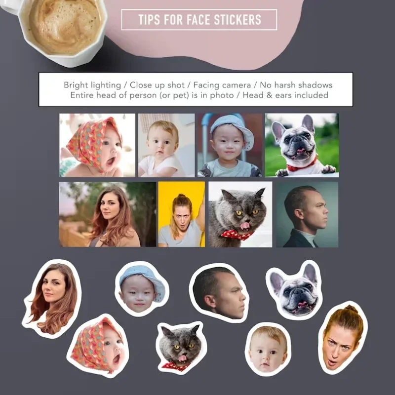 Custom Face Stickers from Photos - Personalized Gift for Friends/Family/Couples - Fun DIY Photo Cutout Decals (Birthdays/Parties