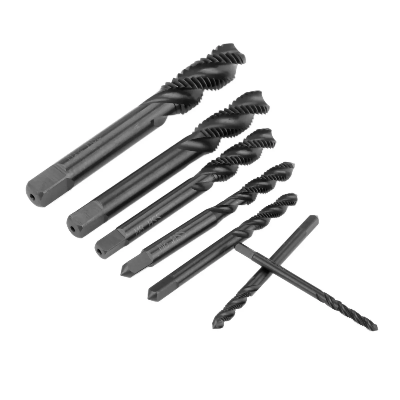 7Pcs High Speed Steel Nitridation Spiral Groove Tap Suits Metric M3-M12 Attack Silk Attack Fluted Tap Thread Tool Easy Row Chip