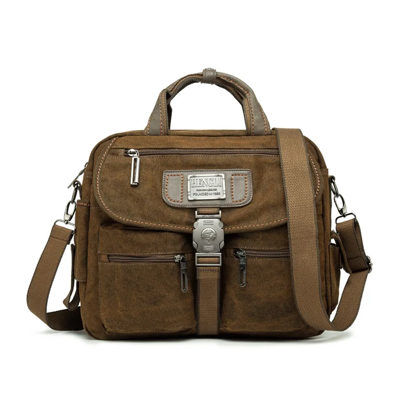 

Retro Canvas Messenger Bags Multifunction Men Shoulder Briefcase Leisure Travel Handbag Toolkit Vintage Package Mallet