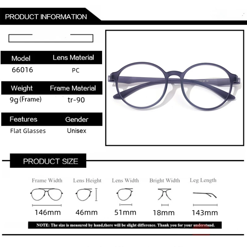 Men\'s TR90 Flexible Transparent Eyeglasses Frame Ultralight Fashion Retro Round Optical Prescription Glasses Women\'s 66016