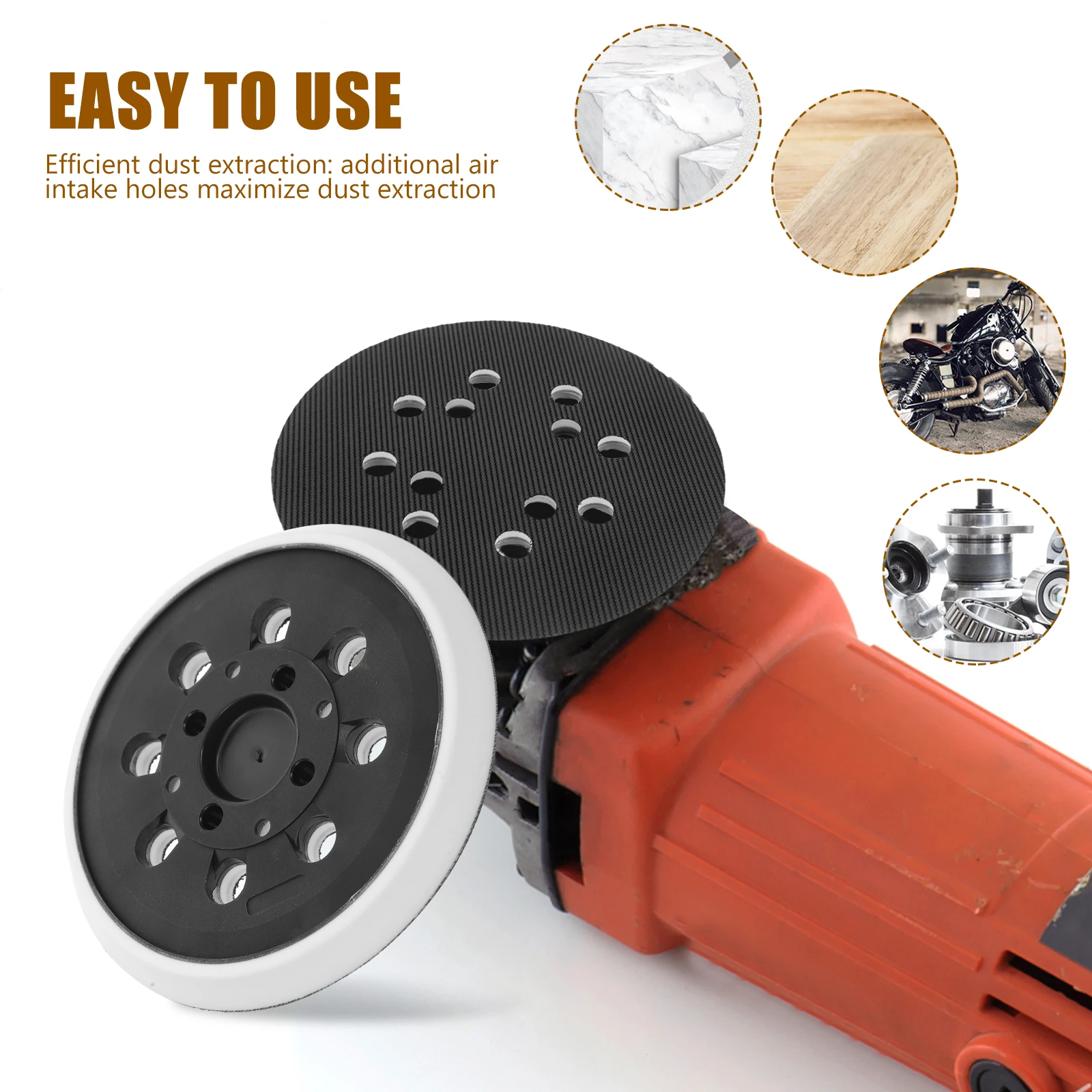 

Polishing Disc Black Sander Replacement Pad 8 Hole 4 Eye Dust Extraction Efficient For Sanding Pads