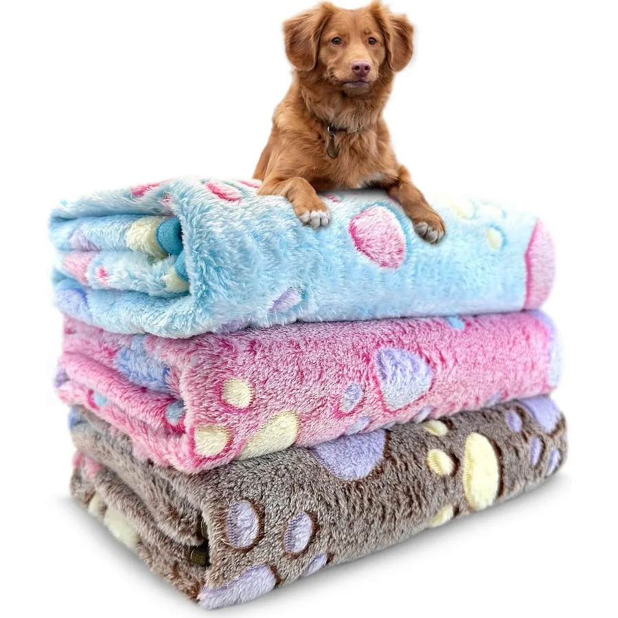 Washable Dog Blankets for Medium to Large Dogs 3 Pack Fuzzy Soft Pet Throw Cover for Kennel Crate Bed 41 x 31 Ideal for Indoor