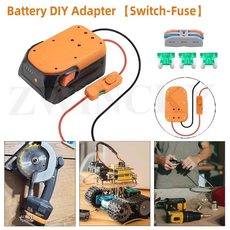Battery Adapter Compatible for Ridgid/AEG 18V Battery All-in-one Design of The Fuse and Switch Power Tool Battery Converter