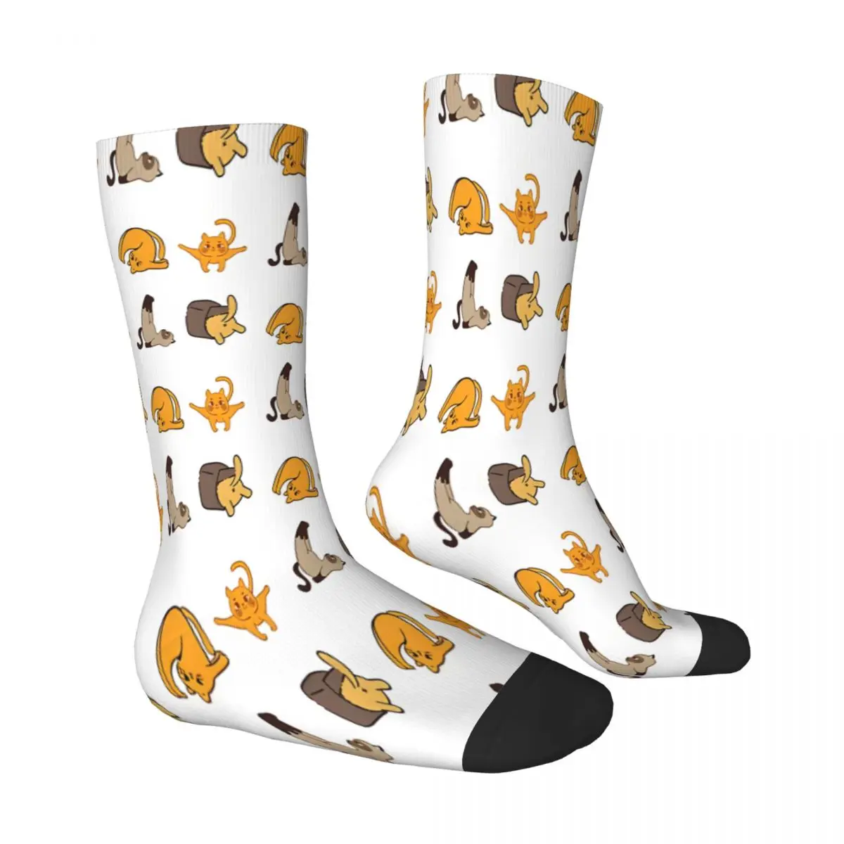 Doing Yoga Cats Socks Male Mens Women Autumn Stockings Polyester