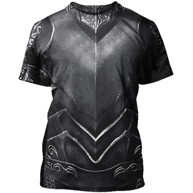 Samurai Armor Cosplay 3D Printed T-Shirt Vintage Medieval Knight Graphic T Shirts For Men Fashion Streetwear Loose Tee Shirt