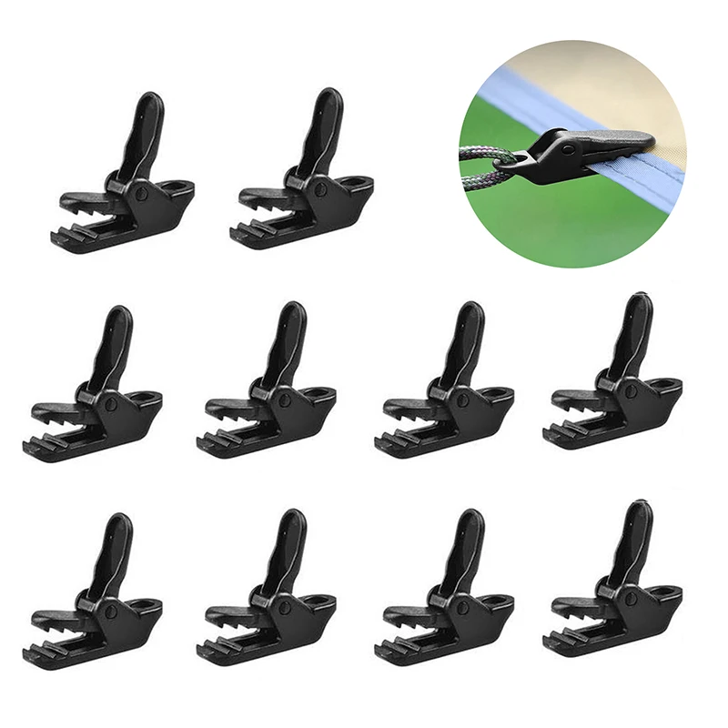 

Tarp Clips 10-Pack Black Crocodile Clip Small Outdoor Camping Awning Point Hook Tent Windbreak Clamp
