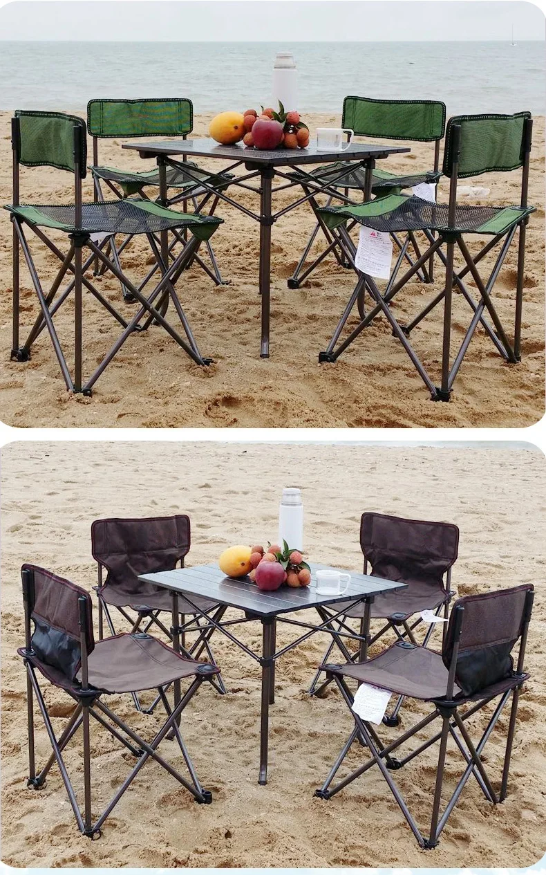 Custom Portable 4-6 Persons Aluminium Folding Camping outdoor Table Chairs