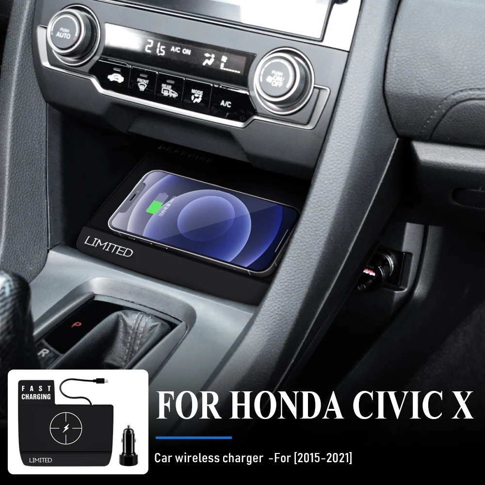 for Honda Civic X 10th 11th Gen 2016-2023 Mobile Phone Fast Charging Holder 15W Charger Board Car Wireless Charger Accessories