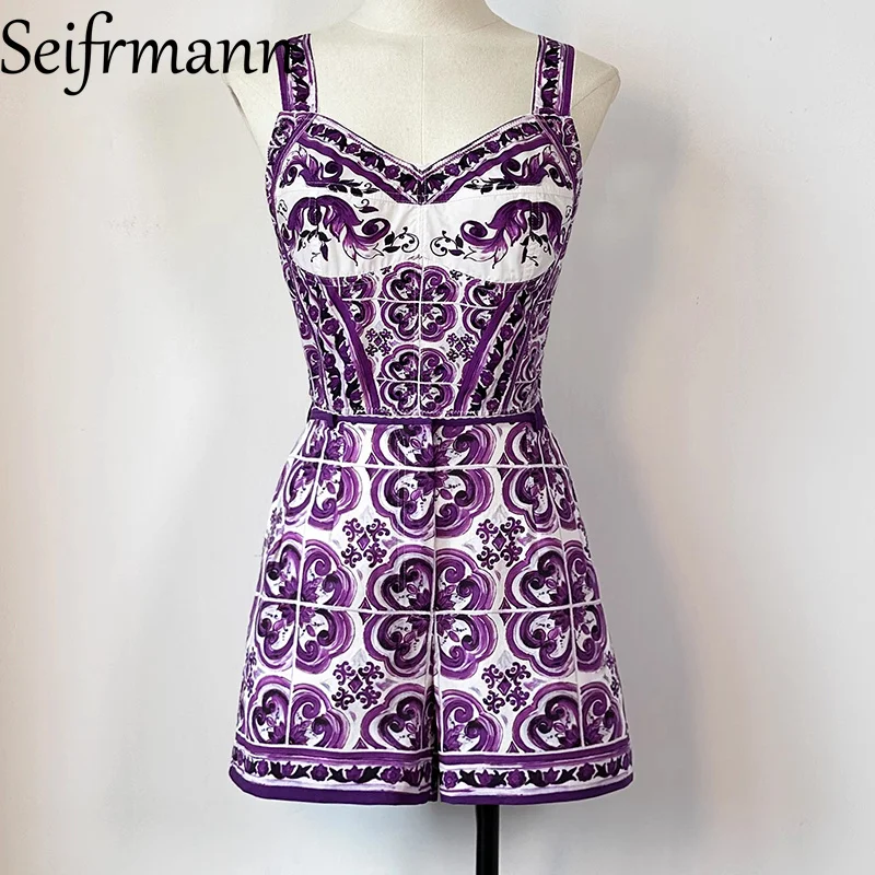 

Seifrmann модельер 2025Хлопковые женские шорты Женские повседневные универсальные брюки фиолетового цвета Широкие шорты высокого класса