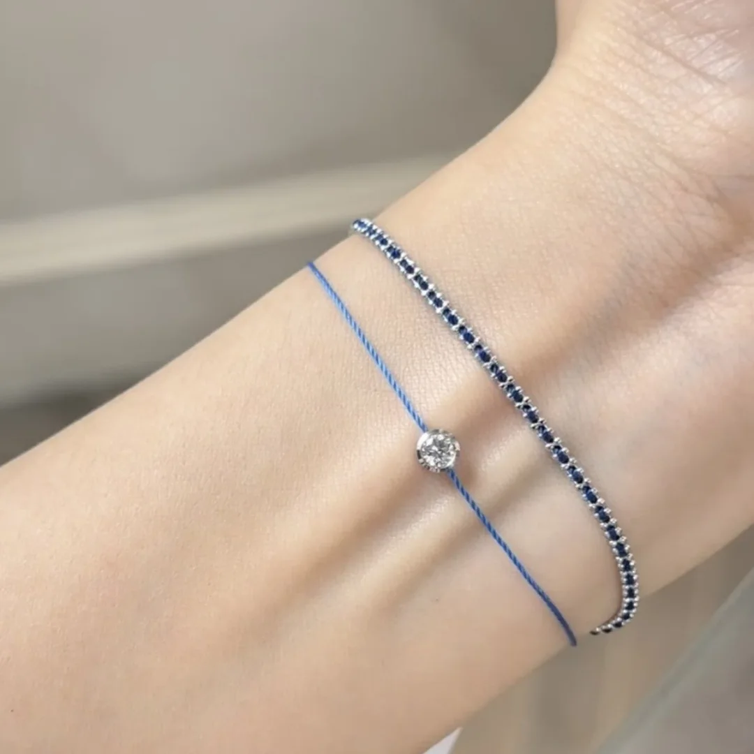 Fashion Chain Braided Deep Blue Hand Rope bracelets femme Charms High Quality Glossy Bracelet Party silver 925 fine Jewelry