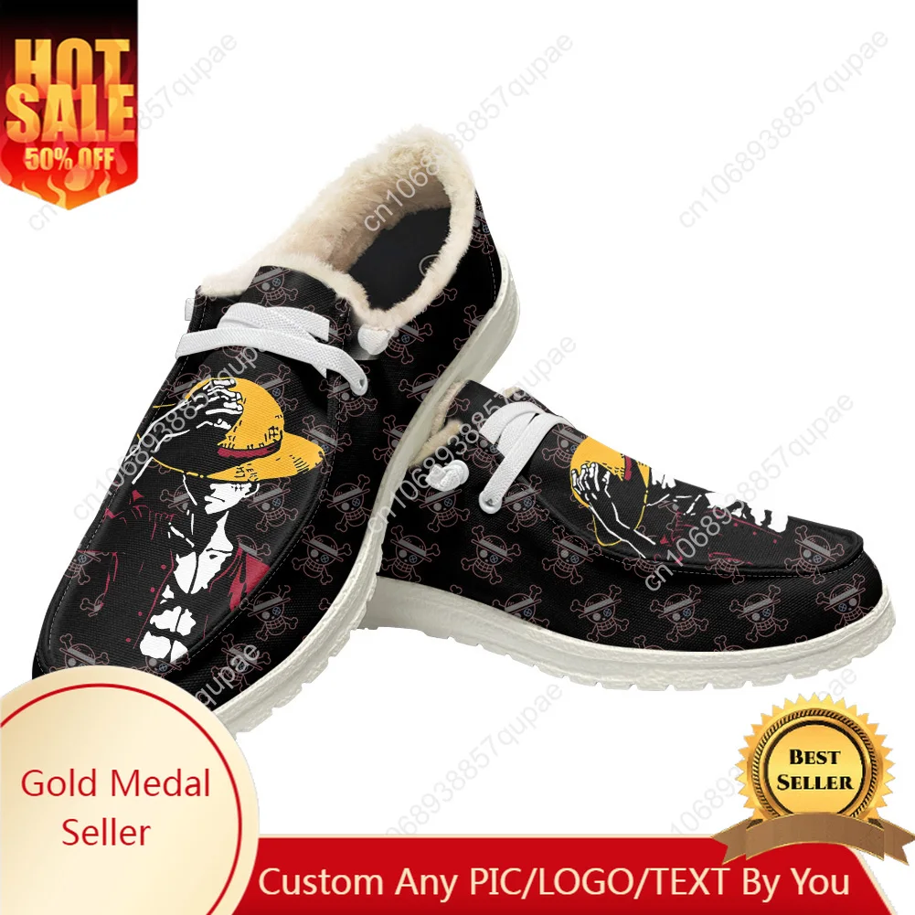 

D L-Luffy Plush Flat Shoes Cartoon Cute Men Women Breathable Outdoor Sneakers Lightweight Shoes Custom Shoes Footwear Made Shoe