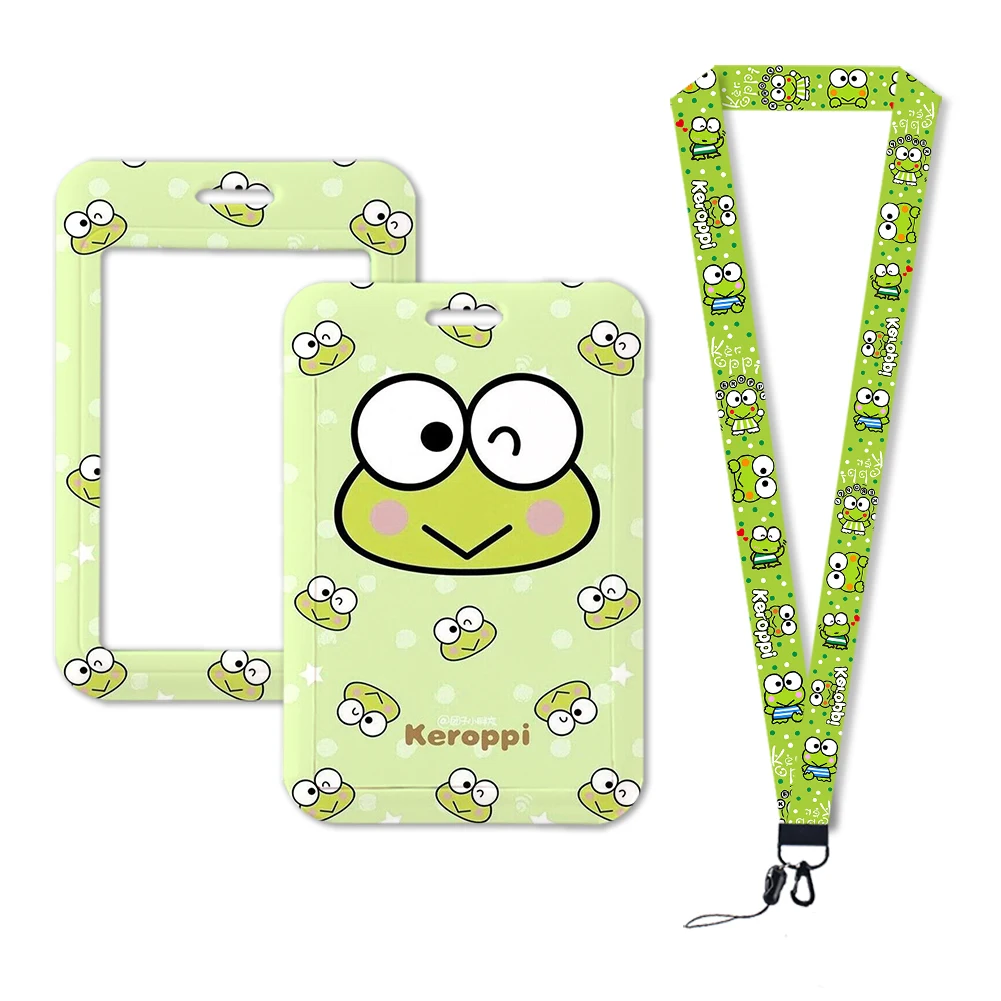 Neues Produkt Keroppi Anime Cartoon niedlichen Frosch Kawaii Student Campus einziehbare Lanyard transparente ID Abzeichen Inhaber Karten hüllen