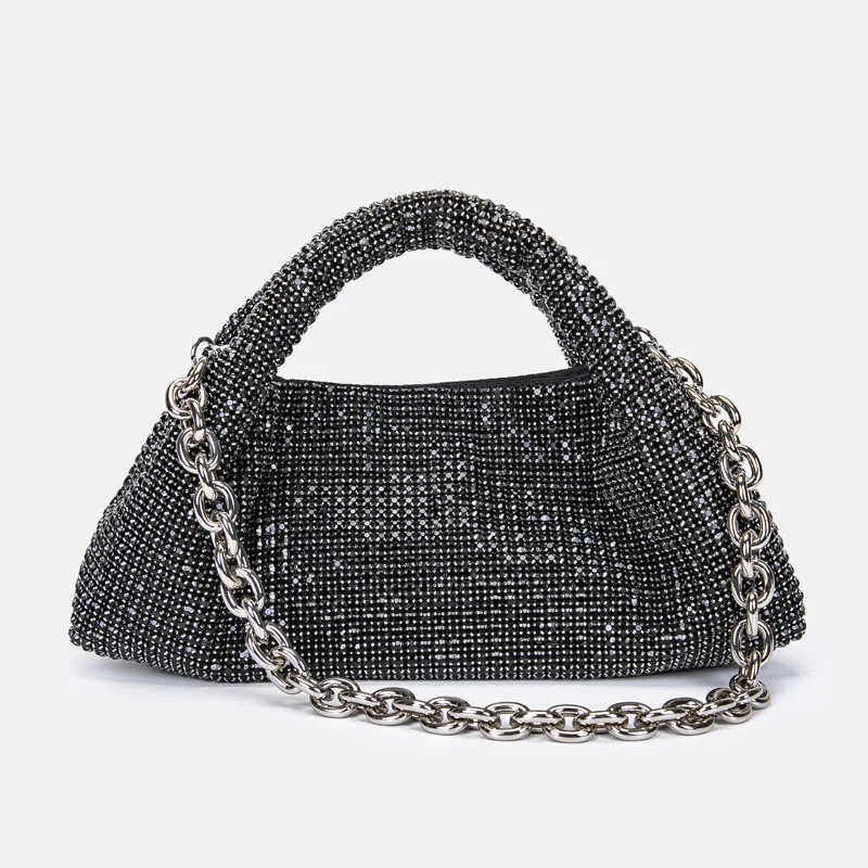 Original Niche Bucket Handbag Rhinestone Vegetable Basket Chain Out Drill Bag Premium Shoulder Messenger Bag Women Woman Handbag