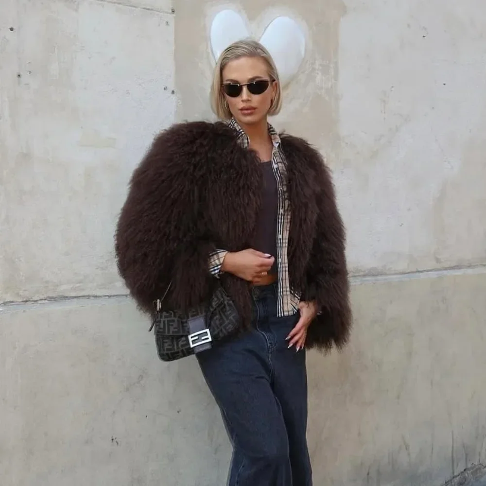 OFTBUY Natural Mongolia Sheep Fur Coat Thick Warm Short Real FurJacket Outerwear Female New Fashion Autumn Winter Clothes Women