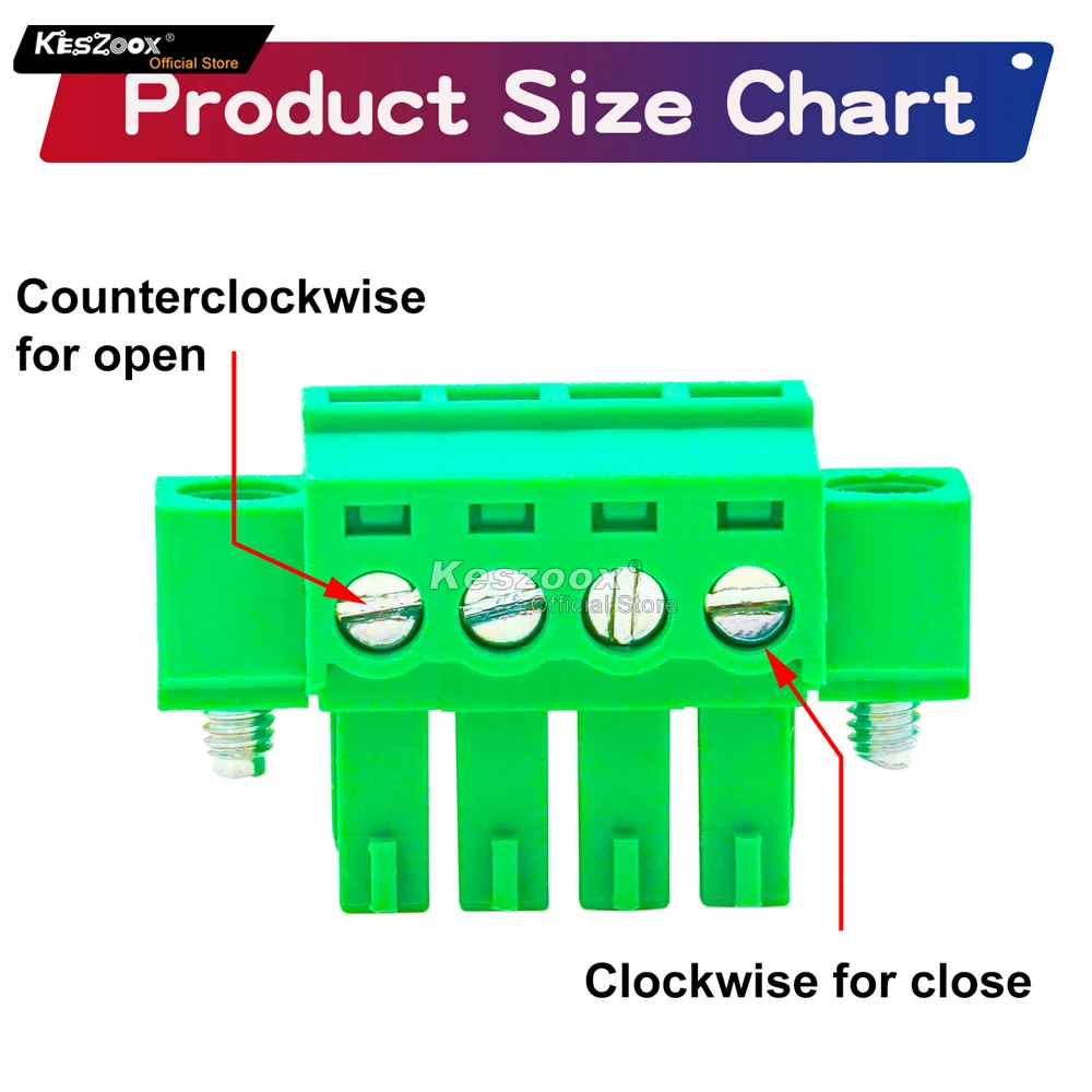 Yoeruyo Phoenix 3.81mm 4 Pin PCB Screw Plug Terminal Block 5PCS Green 4-Pole Connector with Screwable Flanges